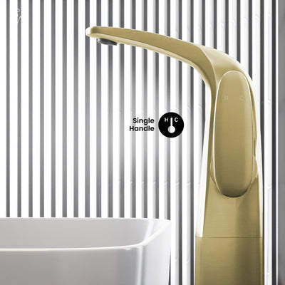 Chateau Single Hole, Single-Handle, High Arc Bathroom Faucet in Brushed Gold