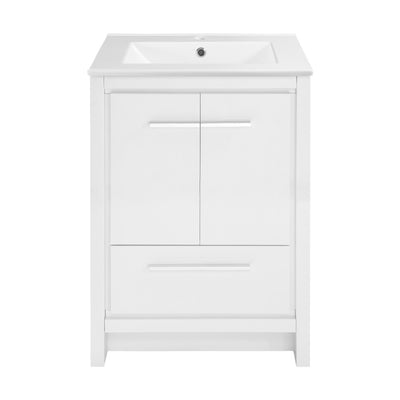 Virage 24" Freestanding Bathroom Vanity in White with Sink Top