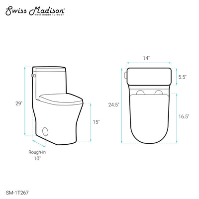 Sublime II One-Piece Round Toilet with Left Side Flush, 10" Rough-In 1.28 gpf