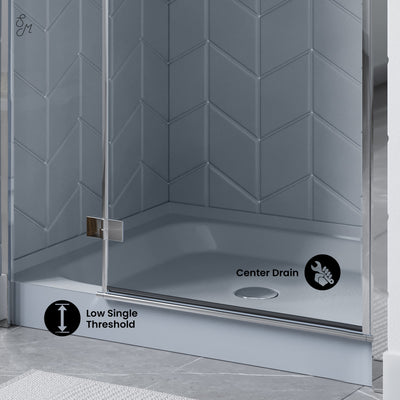 Voltaire 36" x 36" Single-Threshold, Center Drain, Shower Base in Grey
