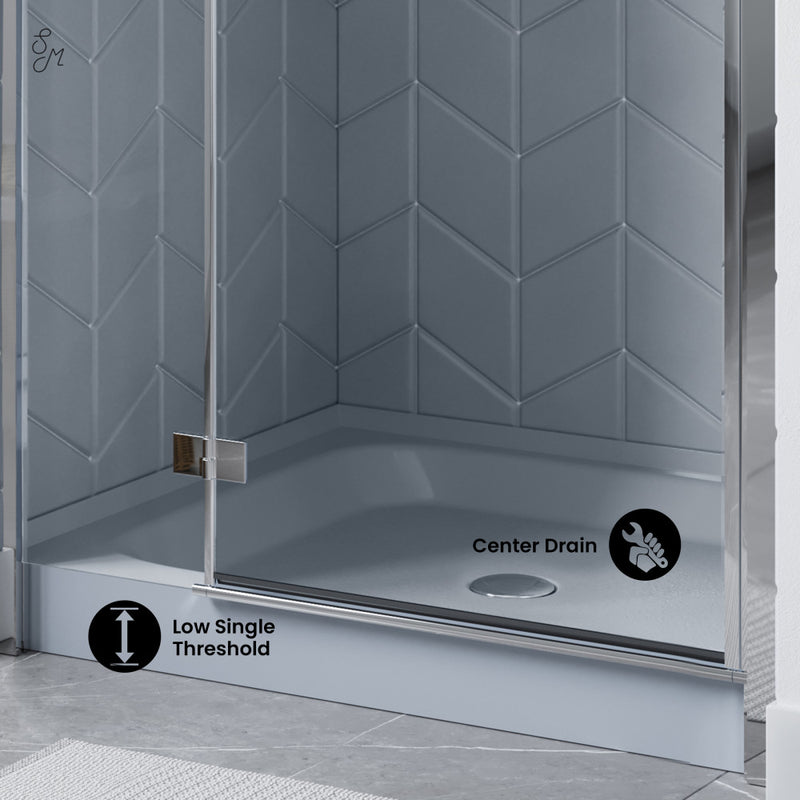Voltaire 36" x 36" Single-Threshold, Center Drain, Shower Base in Grey