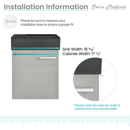Colmer 18 Single, Brushed Gray, One Cabinet, Bathroom Vanity