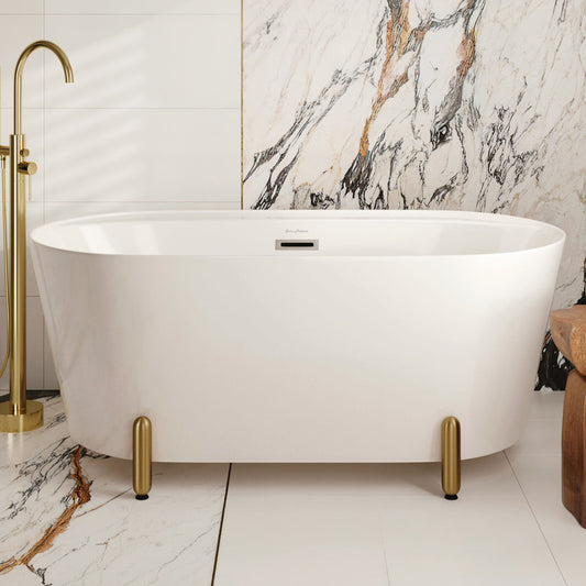 Monaco 59" Freestanding Bathtub with Brushed Gold Stand