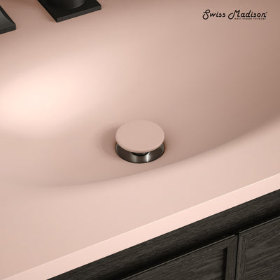 Lisse Concrete Bathroom Sink Non-Overflow Pop Up Drain in Matte Blush