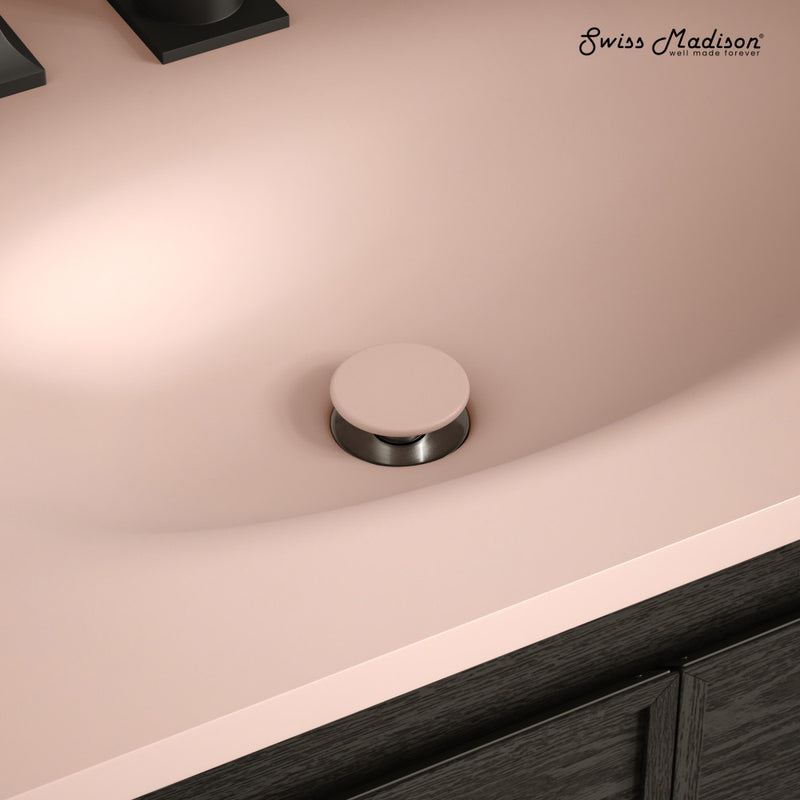 Lisse Concrete Bathroom Sink Non-Overflow Pop Up Drain in Matte Blush