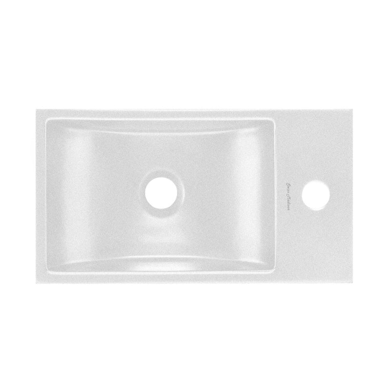 Lisse 16" Concrete Rectangle Wall-Mounted Sink with Right Side Faucet Mount in Matte White