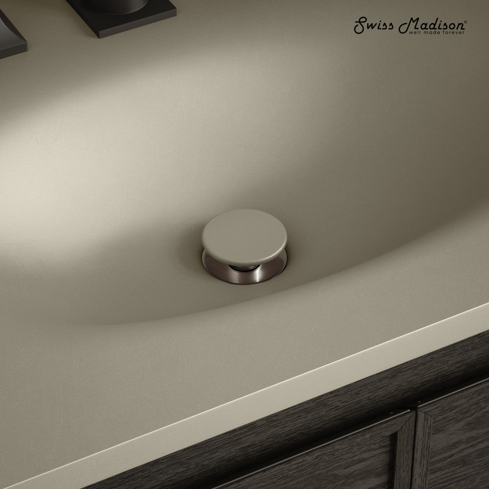 Lisse Concrete Bathroom Sink Non-Overflow Pop Up Drain in Matte Taupe