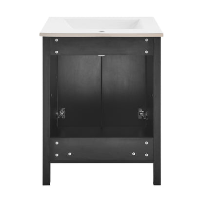 Avallon 24" Freestanding Bathroom Vanity in Black with Sink Top