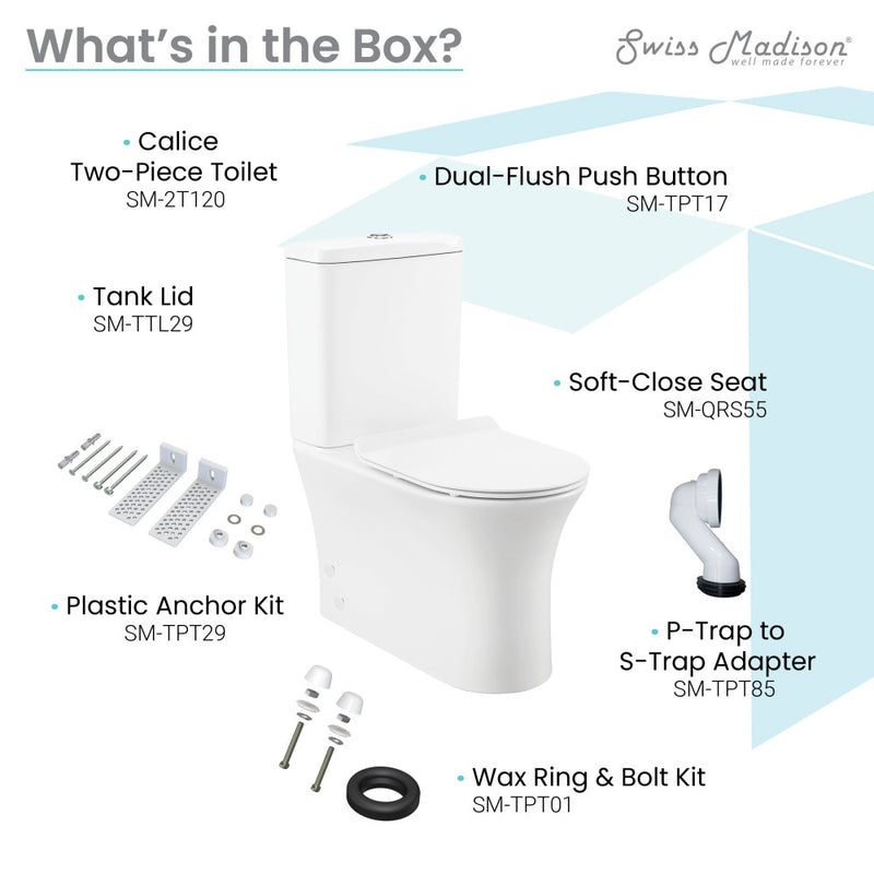 Calice Two-Piece Elongated Rear Outlet Toilet Dual-Flush 1.1/1.6 gpf