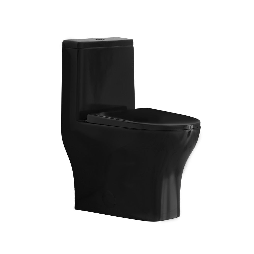 Sublime II One-Piece 12" Rough-in 1.1/1.6 GPF Dual Top Flush Round Compact Toilet in Glossy Black