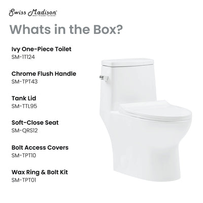 Ivy One-Piece Elongated Toilet Left Side Flush, 10" Rough-In 1.28 gpf