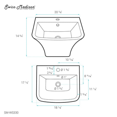 Carre 21" Wall-Mount Bathroom Sink