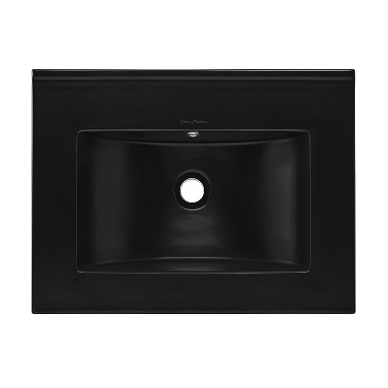 24" Zero Hole Vanity Sink Top in Matte Black