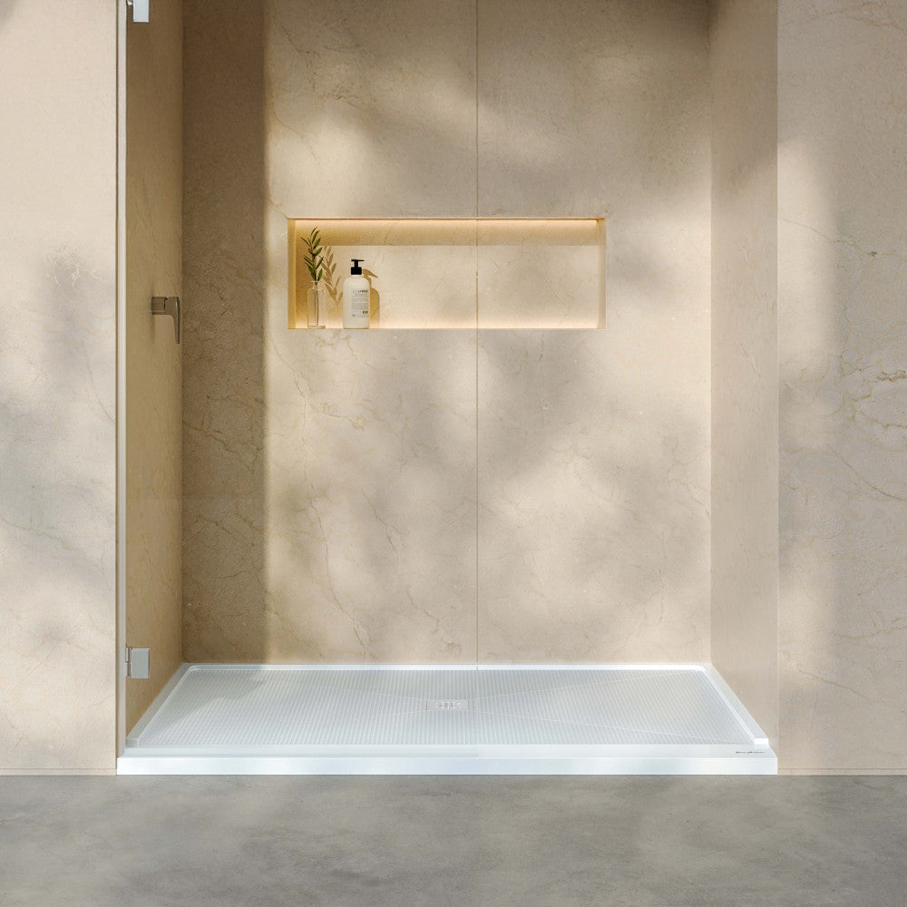 Alliance 64 x 36 ADA Shower Pan Base with Center Drain in Glossy White