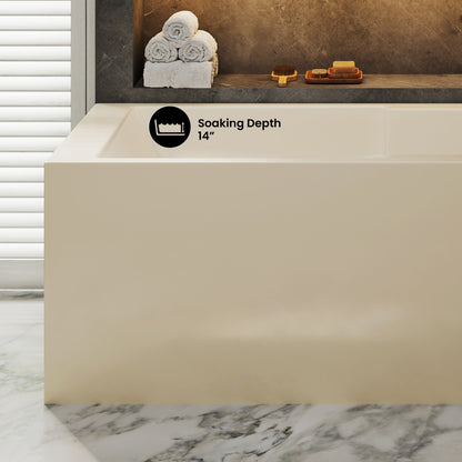 Voltaire 60 x 32 Right Drain Soaking Alcove Corner Apron Bathtub in Glossy Bisque