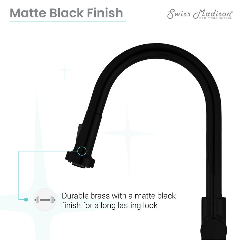 Nouvet Single Handle, Pull-Down Kitchen Faucet in Matte Black