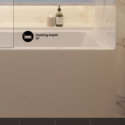 Voltaire 60" x 30" Left Drain Skirted Soaking Bathtub with Apron ADA Height in Glossy White