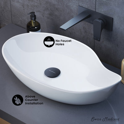 Daxton Glossy White Ceramic Specialty Vessel Sink 25.5 in