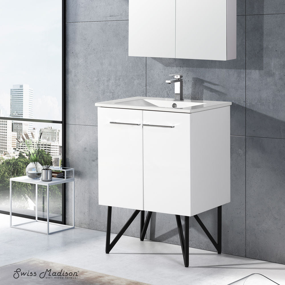 Annecy 24" Freestanding Bathroom Vanity in White with Sink Top