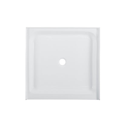 Voltaire 42" x 42" Acrylic White, Single-Threshold, Center Drain, Shower Base