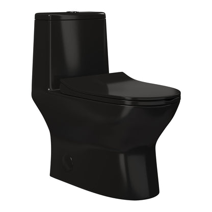 Ivy One Piece Toilet Dual Vortex Flush in Glossy Black 1.1/1.6 gpf