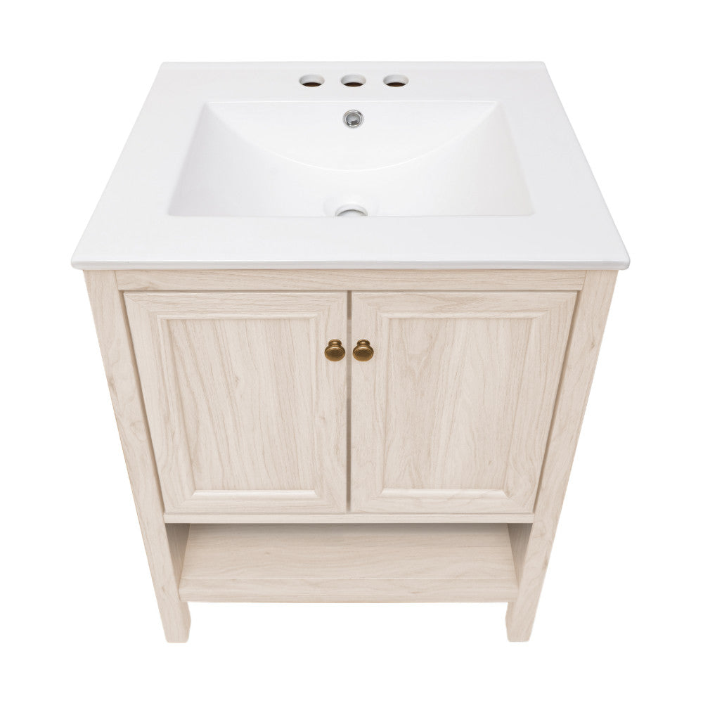 Chateau 24" Freestanding Bathroom Vanity in White Oak with 3-Hole Centerset Sink Top