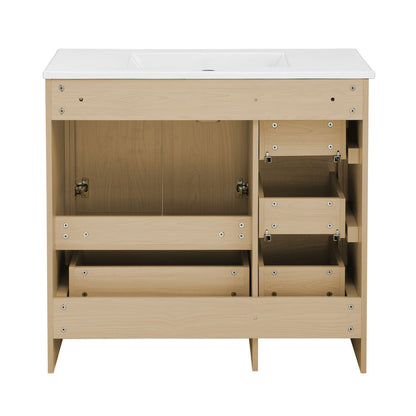 Virage 36" Freestanding Bathroom Vanity in Natural Oak with Sink Top