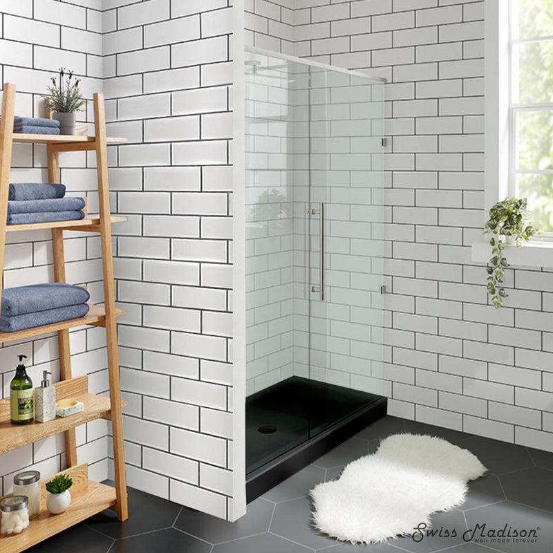 Voltaire 60" x 30" Acrylic Black, Single-Threshold, Center Drain, Shower Base