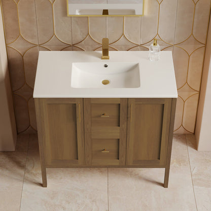 Forme 36" Modular Freestanding Bathroom Vanity with Sink Top in Brown Oak