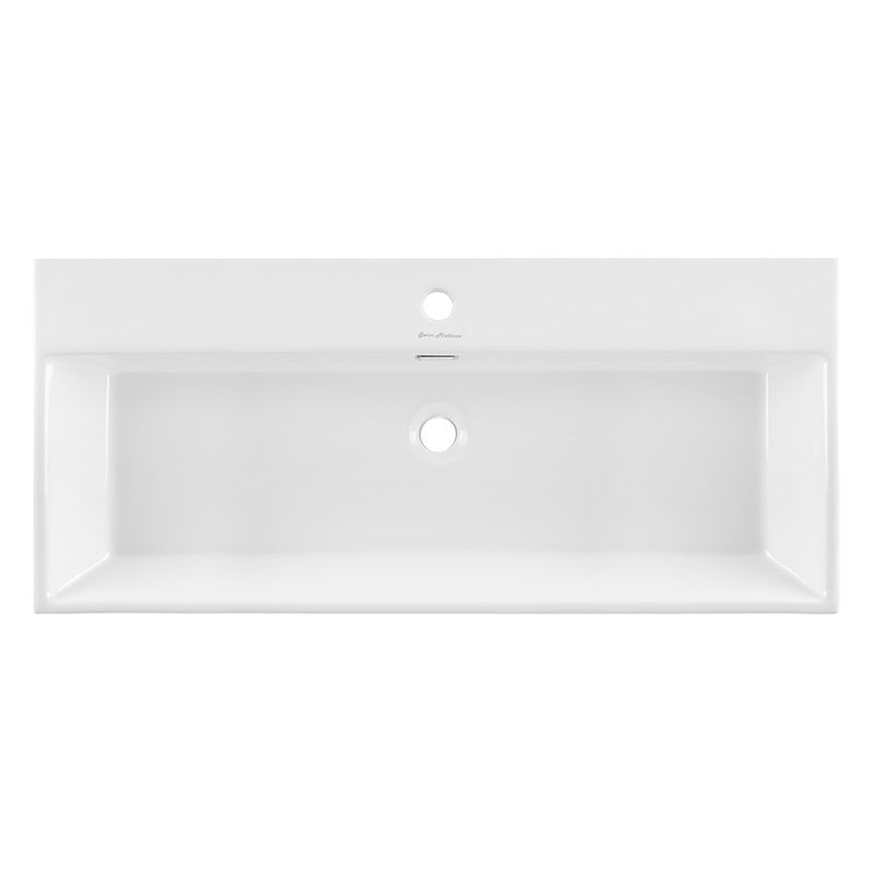 Claire 40 Ceramic Console Sink White Basin Black Legs