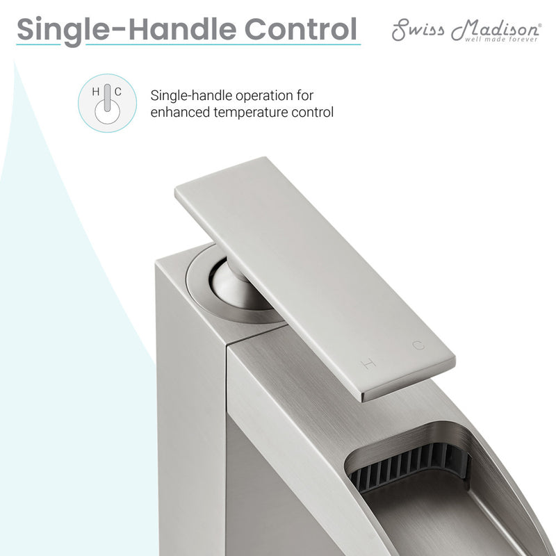 Concorde Single Hole, Single-Handle, High Arc Waterfall, Bathroom Faucet in Brushed Nickel