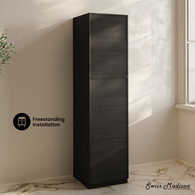 St. Tropez 15 x 15 x 60 Freestanding Linen Cabinet in Black Oak