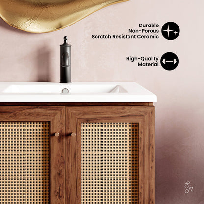 Classe 24" Freestanding Bathroom Vanity in Brown Oak with Sink Top