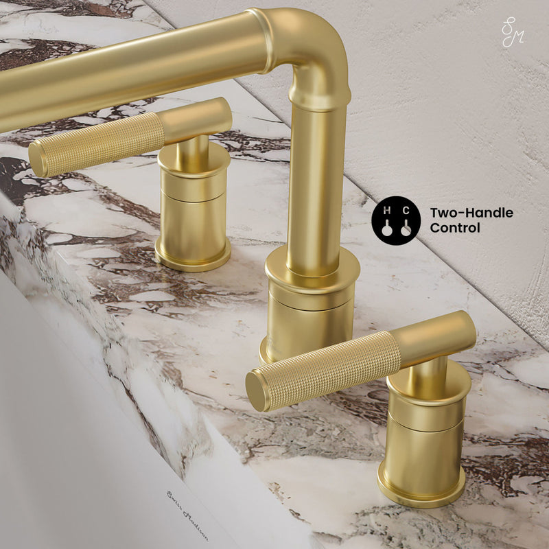 Avallon 8 in. Widespread, Sleek Handle, Bathroom Faucet in Brushed Gold