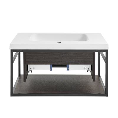 Claire 30" Wall-Mounted Bathroom Vanity in Black Oak with Sink Top