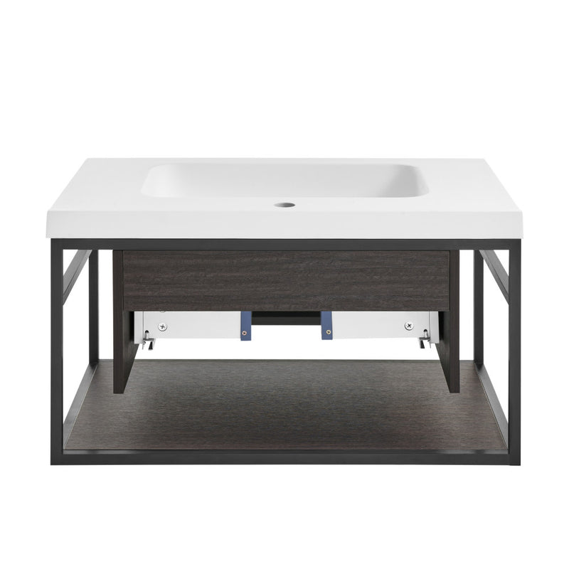 Claire 30" Wall-Mounted Bathroom Vanity in Black Oak with Sink Top