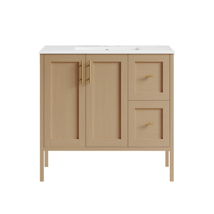 Forme 36" Modular Freestanding Bathroom Vanity with 3-Hole Widespread Top in Natural Oak