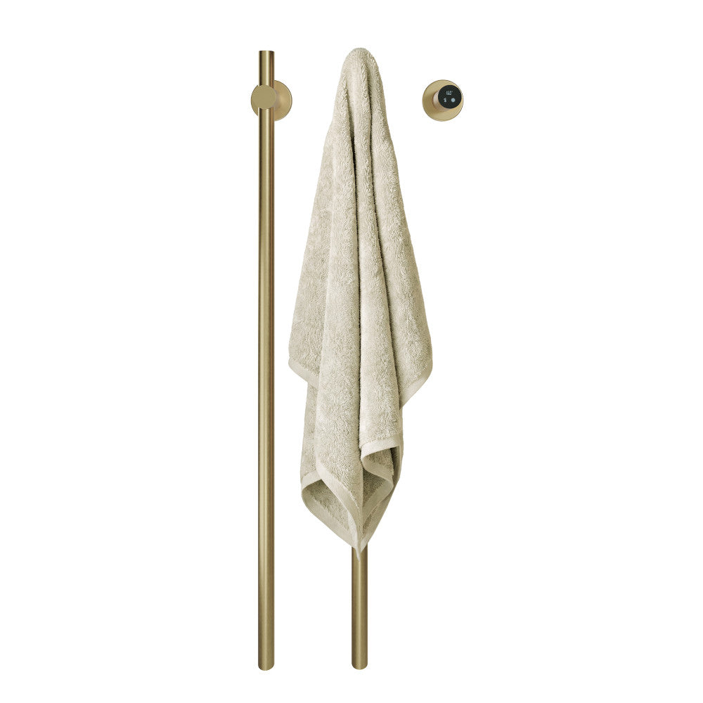 Monaco 2-Bar Electric Towel Warmer with Timer in Brushed Gold