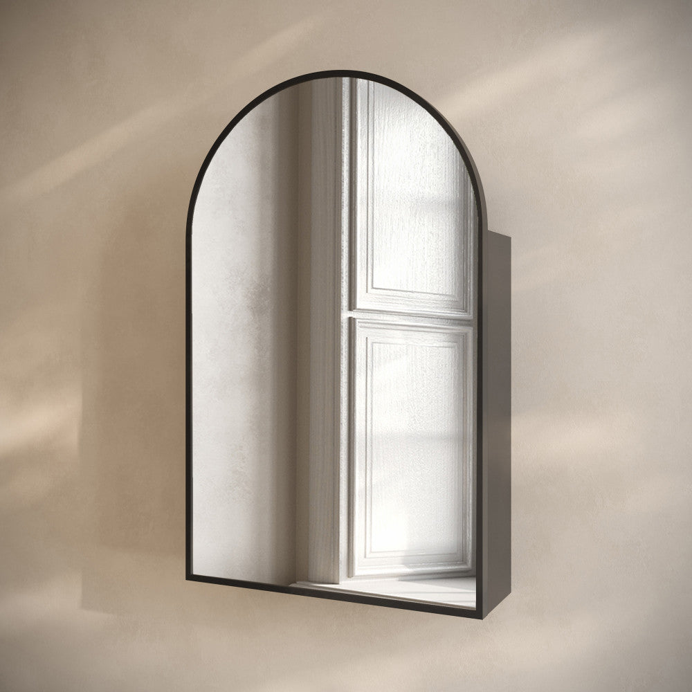 Porte 20 x 30 Arched Recessed/Wall Mount Medicine Cabinet with Mirror in Black