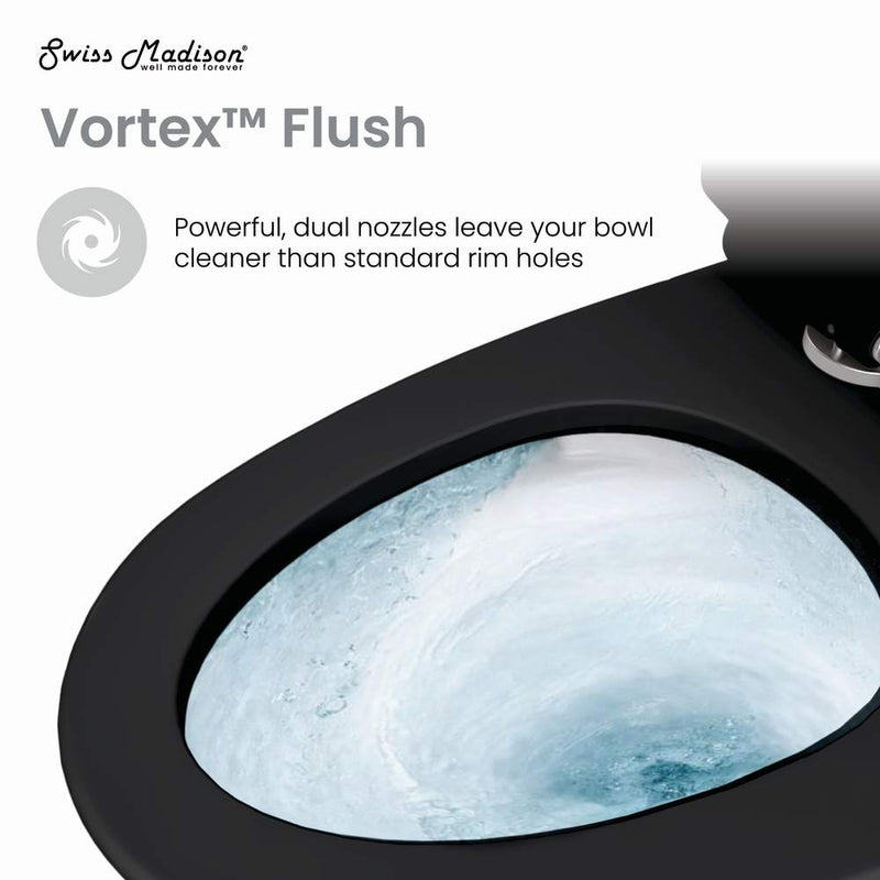 Ivy One Piece Toilet Dual Vortex Flush in Glossy Black 1.1/1.6 gpf