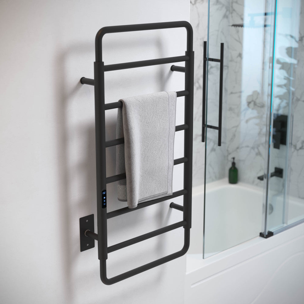 Ivy 8-Bar Electric Towel Warmer in Matte Black
