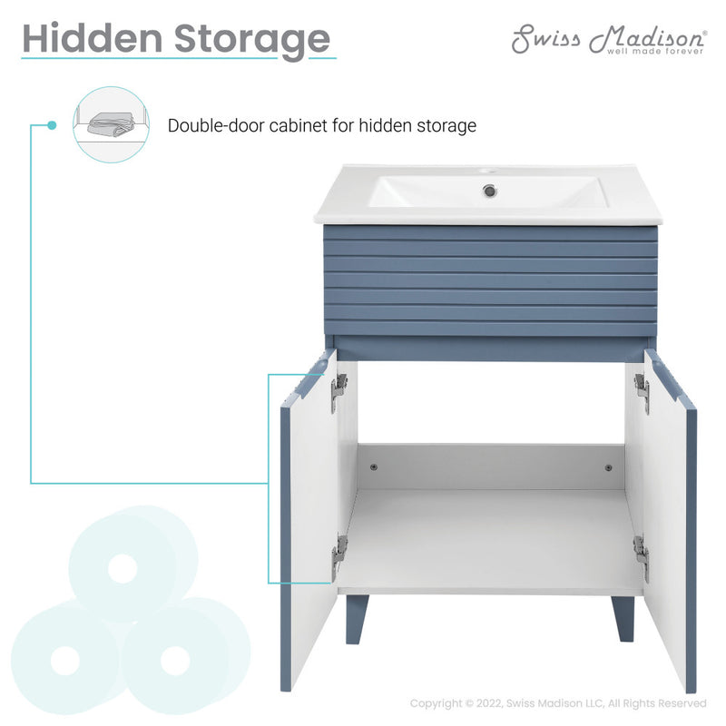 Bernay 24" Freestanding Bathroom Vanity in Blue Heather with Sink Top
