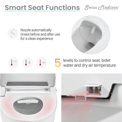 Avancer Smart Tankless Elongated Toilet and Bidet, Touchless Vortex Dual-Flush 1.1/1.6 gpf