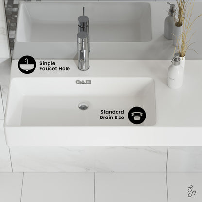 St. Tropez 36" Rectangle Wall-Mounted Sink with Left Side Faucet Mount