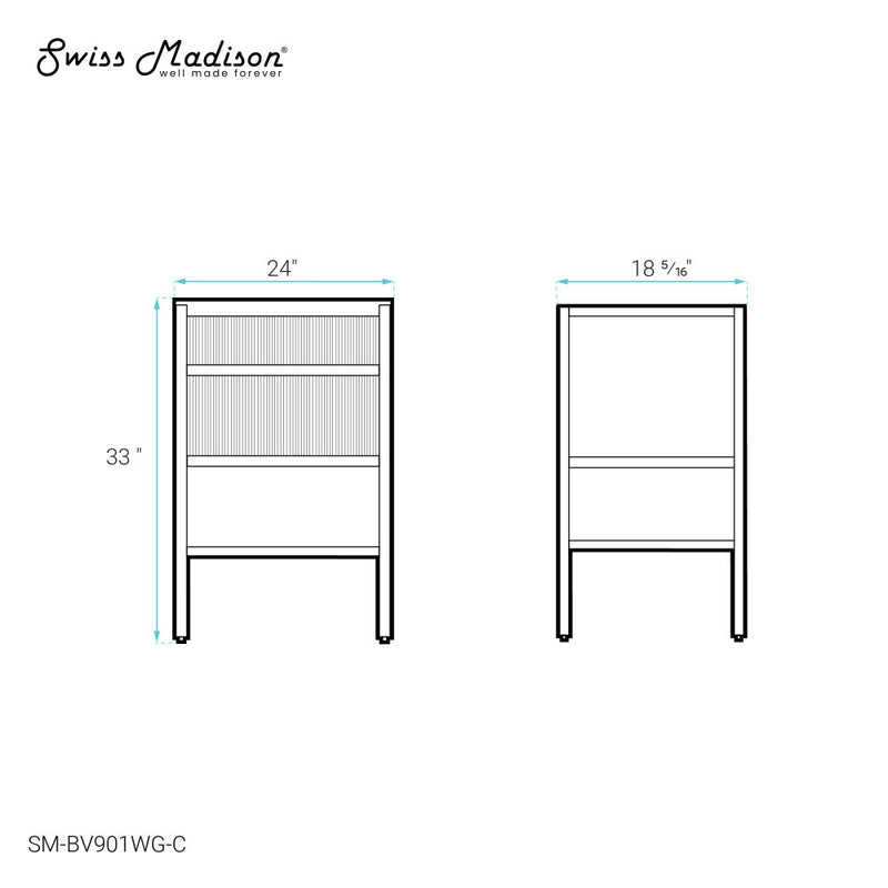 Cache 24 Freestanding, Bathroom Vanity in White and Gold Cabinet Only