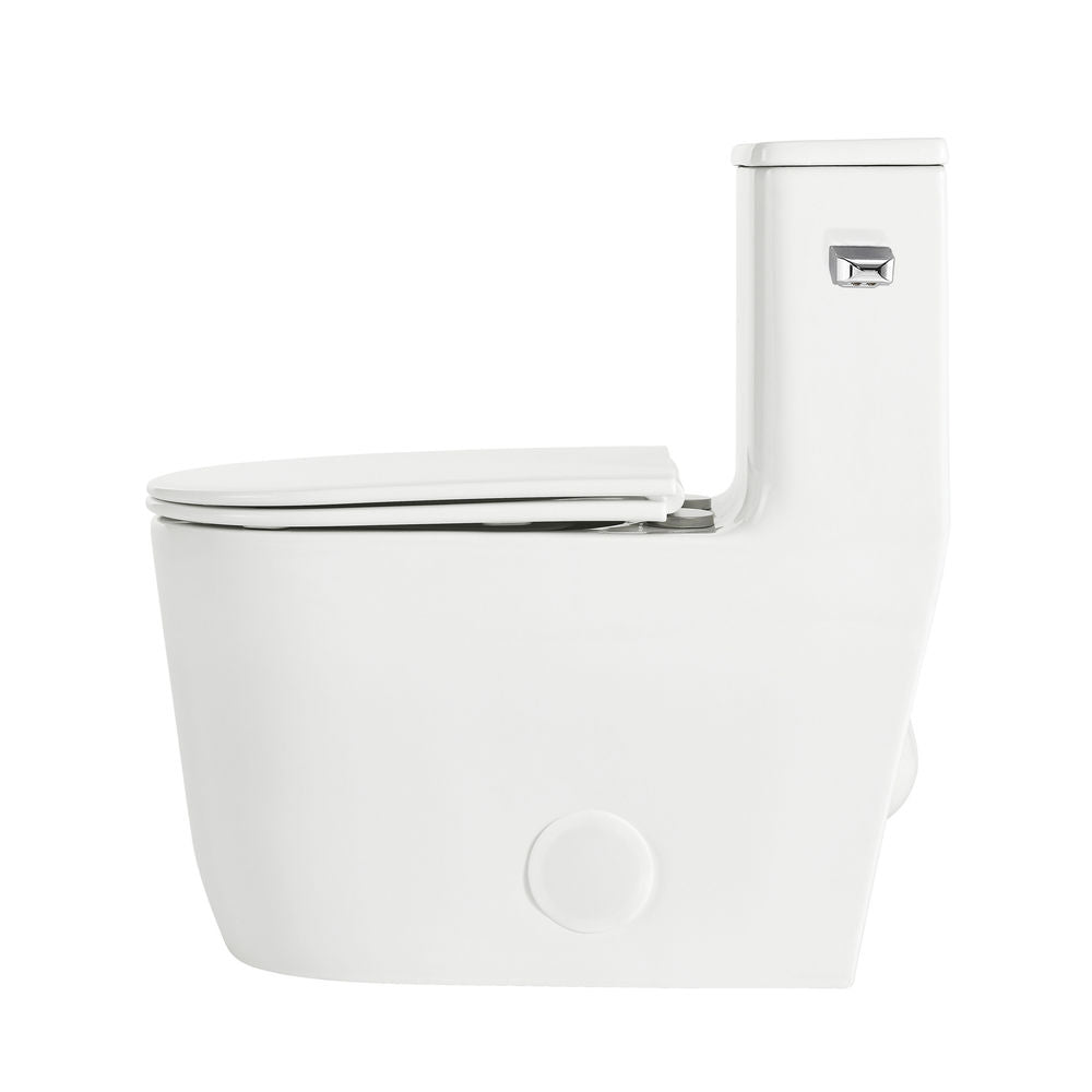 Liberte One-Piece 12" Rough-in 1.28 GPF Right-Hand Flush Elongated ADA Toilet in Glossy White