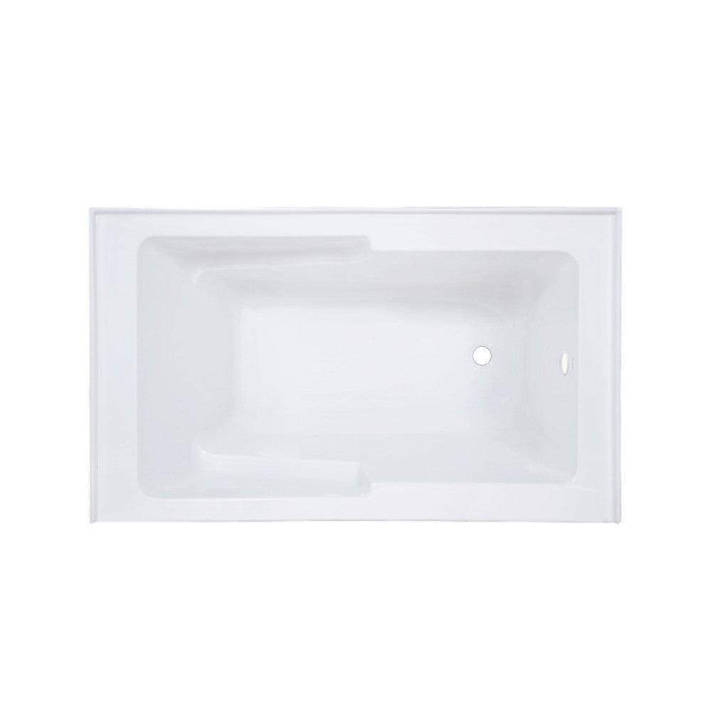 Voltaire 54 x 30 Skirted Right Drain Soaking Alcove Bathtub in Glossy White with Integrated Armrest