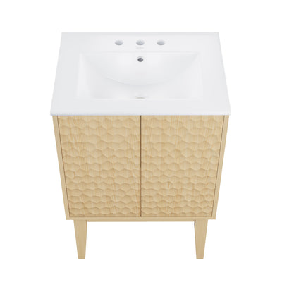 Bosse 24" Freestanding Bathroom Vanity in Natural Oak with 3-Hole Centerset Sink Top