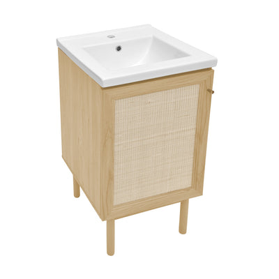 Classe 18" Freestanding Bathroom Vanity in Natural Oak with Sink Top