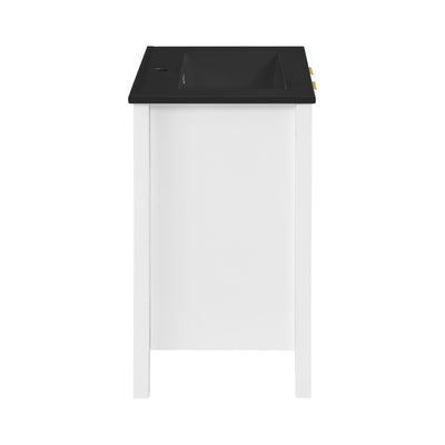 Bastille 24 in. White Bathroom Vanity With Black Ceramic Sink Top